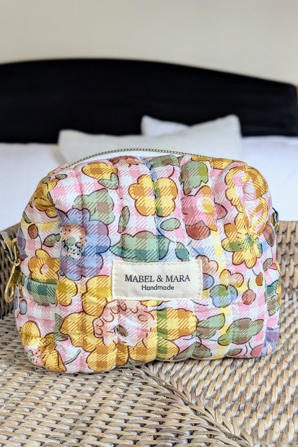 Boxy Quilted Zippered Pouch/Case  Liberty Tana Lawn Betsy Check Pink