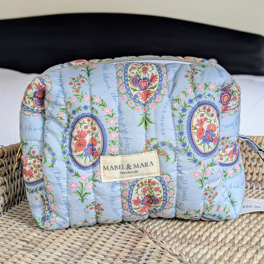 Boxy Quilted Zippered Pouch/Case Liberty Tana Lawn Love Poem