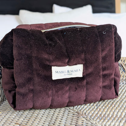 Boxy Quilted Zippered Pouch/Case Velvet in choice of colours 2