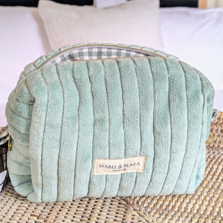 Boxy Quilted Zippered Pouch/Case Velvet in choice of colours 2