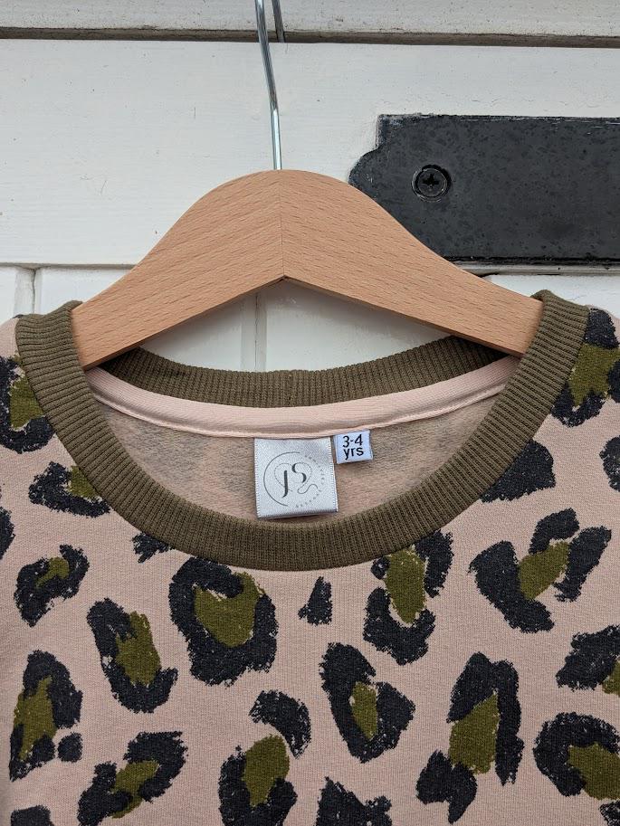 Children's Sweatshirt  soft cotton French Terry fabric in pink animal print Kid's-Gift