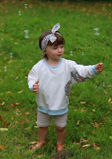 Liberty Tana Lawn Heart  Sleeve and front Children Sweatshirt  Ecru soft cotton French Terry fabric Gift  0-6 year  Liberty Prints selection