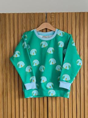 Children's Sweatshirt Surfing Watermelons print on green  -0-6 years