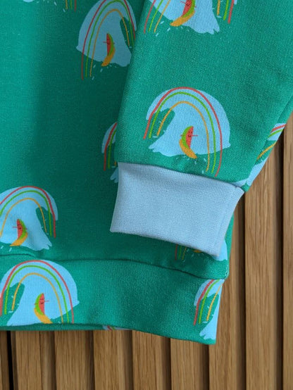 Children's Sweatshirt Surfing Watermelons print on green  -0-6 years