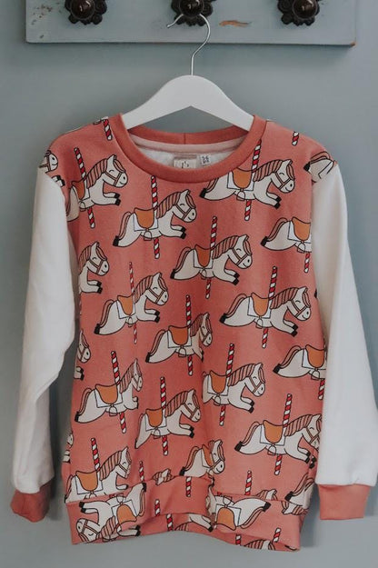 Children's Sweatshirt  Tigers or Carousel print -0-6 years