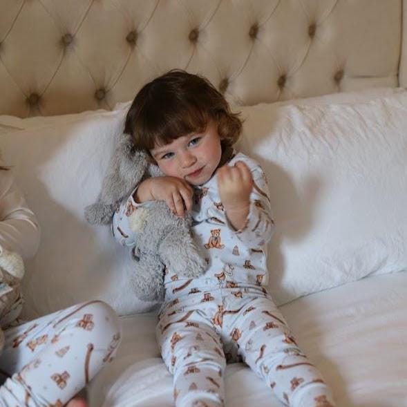 Children's Pyjamas-PJ-Vintage Toys theme-top and leggings set-0-6yr Kid's-matching sibling pyjamas-Baby/Toddler-Unisex Baby Shower Gift