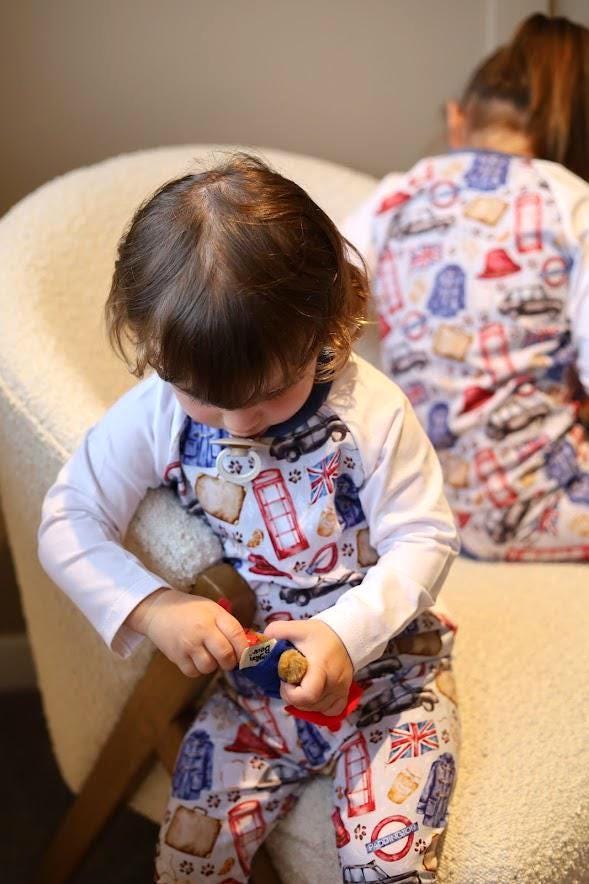 Children's Pyjamas-PJs-top and leggings set 0-6yr Kid's-Children's Gift-matching sibling pyjamas-Fun London Icon print-Unisex-Baby/Toddler