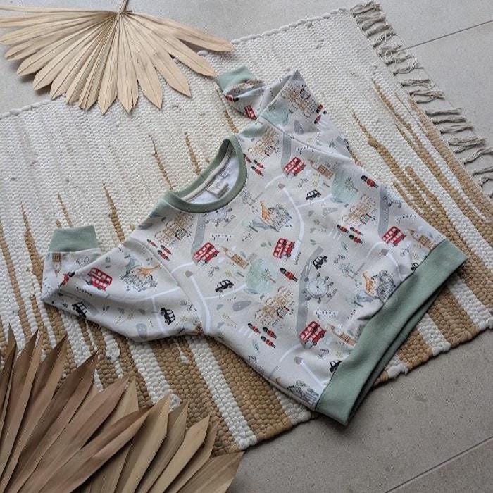 Children's Sweatshirt  soft cotton French Terry fabric In London Theme print -0-6 years-Kid's-Gift