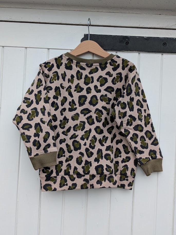 Children's Sweatshirt  soft cotton French Terry fabric in pink animal print Kid's-Gift