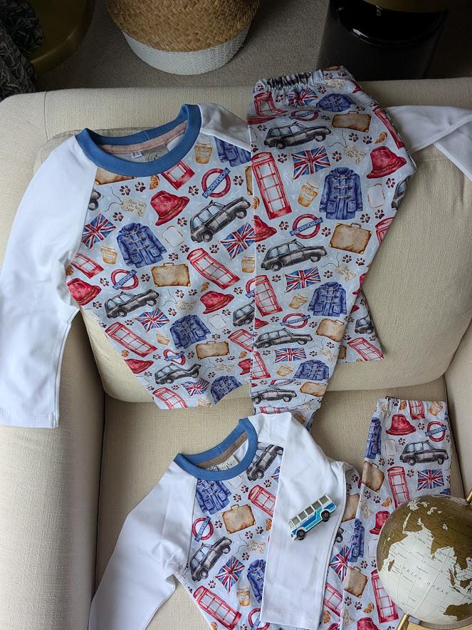 Children's Pyjamas-PJs-top and leggings set 0-6yr Kid's-Children's Gift-matching sibling pyjamas-Fun London Icon print-Unisex-Baby/Toddler