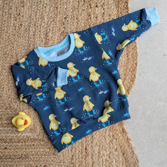 Children's Sweatshirt  soft cotton French Terry fabric with fun Duck theme print in Bright cheerful colours-0-6 years-Kid's-Gift