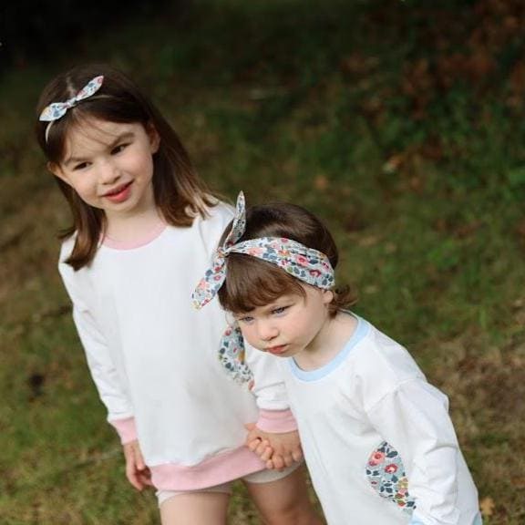 Liberty Tana Lawn Heart  Sleeve and front Children Sweatshirt  Ecru soft cotton French Terry fabric Gift  0-6 year  Liberty Prints selection