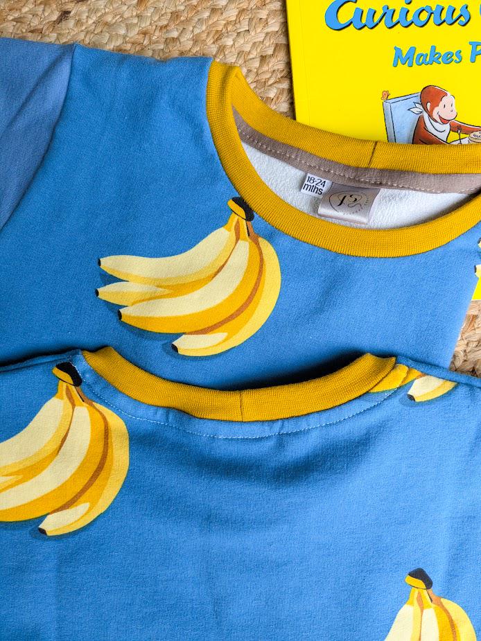 Banana Print Children's Sweatshirt  soft cotton French Terry fabric in Bright cheerful colours Blue and Yellow-0-6 years-Kid's-Gift-Matching