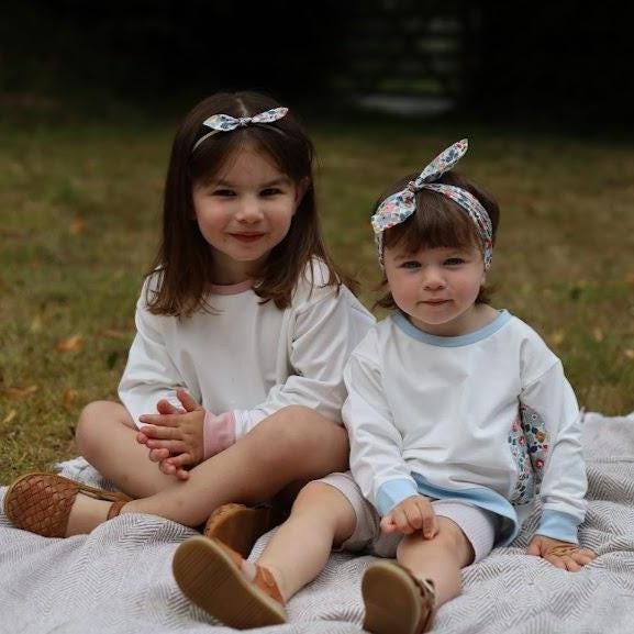 Liberty Tana Lawn Heart  Sleeve and front Children Sweatshirt  Ecru soft cotton French Terry fabric Gift  0-6 year  Liberty Prints selection