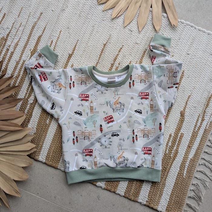 Children's Sweatshirt  soft cotton French Terry fabric In London Theme print -0-6 years-Kid's-Gift