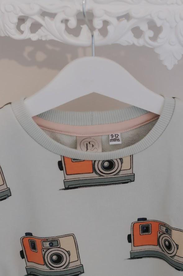 Camera Print Baby & Children's Sweatshirt, Soft Cotton Stretchy Fabric Sizes 0-6yrs Boy's Sweatshirt, Girl's Sweatshirt Cute Gift, Siblings