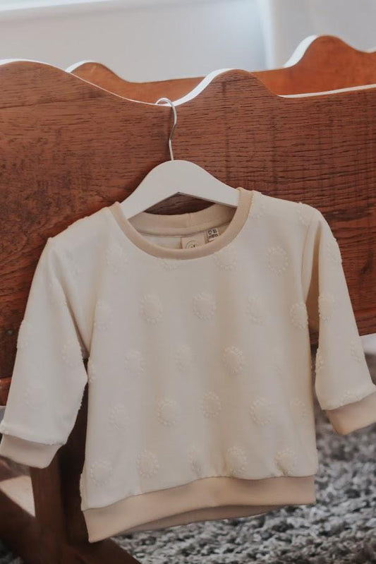 Children's Sweatshirt  soft cotton French Terry fabric in Cream Textured Spot 0-6yrd Kid's-Gift (Copy)