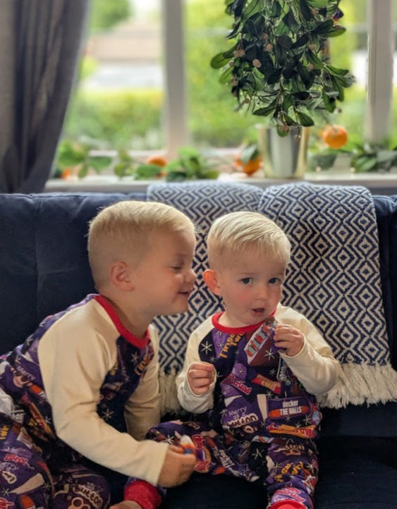 Children's Pyjamas-PJs-top and leggings set 0-6yr Kid's-Children's Gift-matching sibling pyjamas-Christmas Chocs Print-Unisex-Baby/Toddler