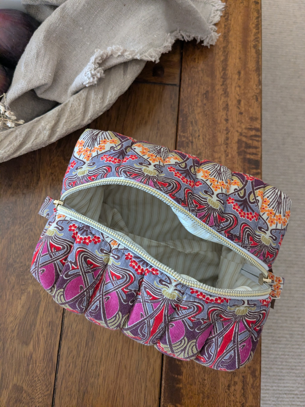 Boxy Quilted Zippered Pouch Liberty Corduroy Ianthe